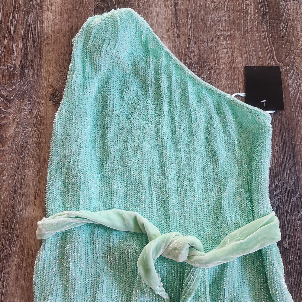 Retrofete Ella Sequin Dress in Blue/Green Size XXS One Shoulder NWT - Picture 3 of 11